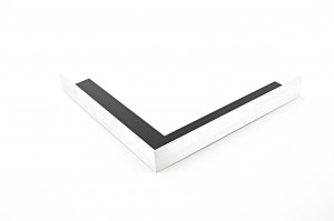 Brushed aluminum floater frame with black painted interior