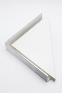 Welded Aluminum Floater frame with white painted interior and Paper-faced Panel Sample