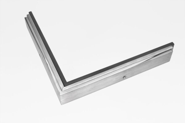 TIG0 welded aluminum picture frame corner samples in polished, brushed, and black