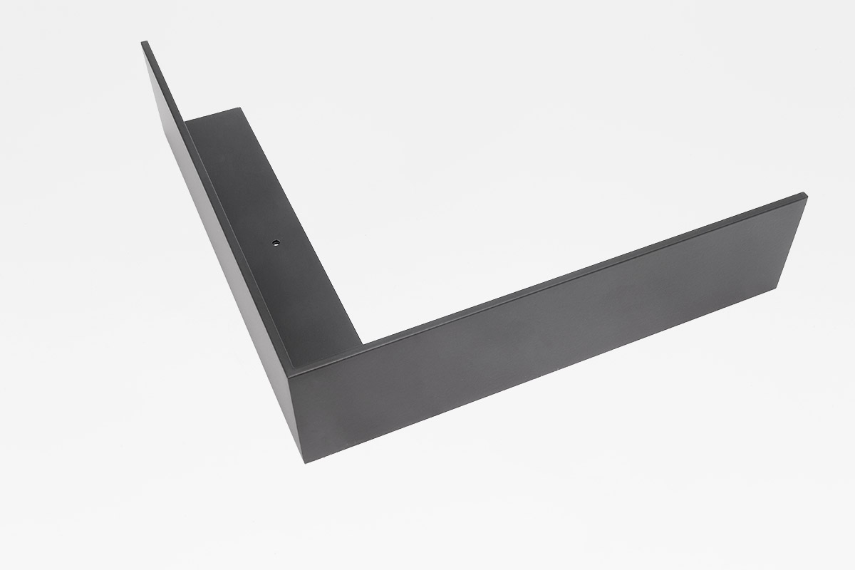 TF20 welded aluminum floater frame corner sample in black