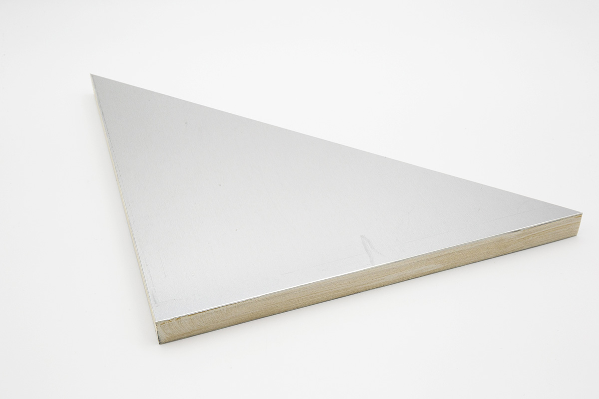 SmallCorp SP-1 panel corner sample with raw aluminum face