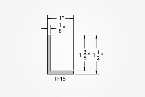 Welded Aluminum Picture Frame TF15 Profile Drawing with Light Gray Background