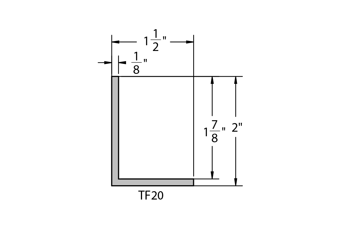 Welded Aluminum Picture Frame TF20 Profile Drawing