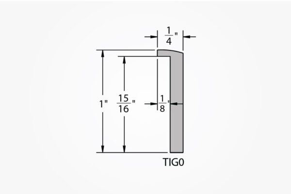 Welded Aluminum Picture Frame TIG0 Profile Drawing with Light Gray Background
