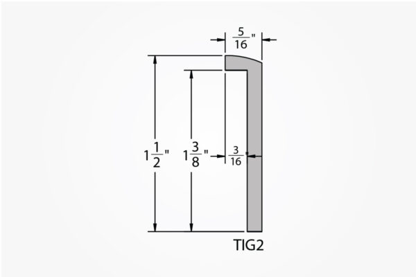 Welded Aluminum Picture Frame TIG2 Profile Drawing with Light Gray Background