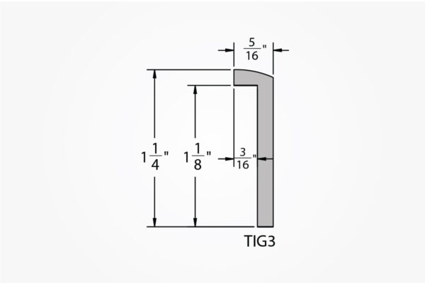 Welded Aluminum Picture Frame TIG3 Profile Drawing with Light Gray Background