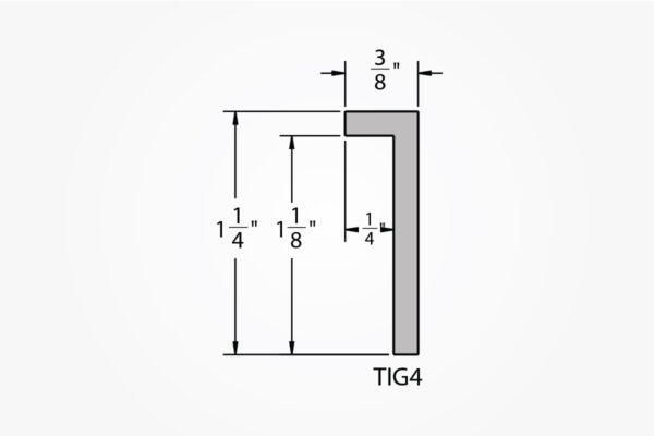 Welded Aluminum Picture Frame TIG4 Profile Drawing with Light Gray Background