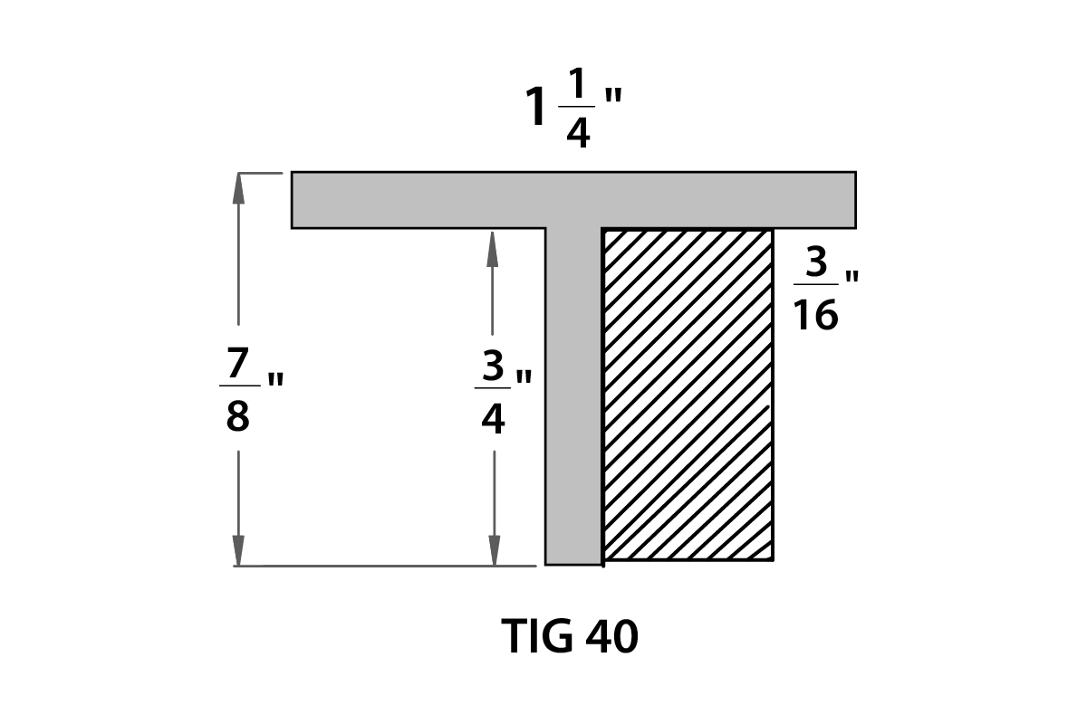 Welded Aluminum Picture Frame TIG40 Profile Drawing