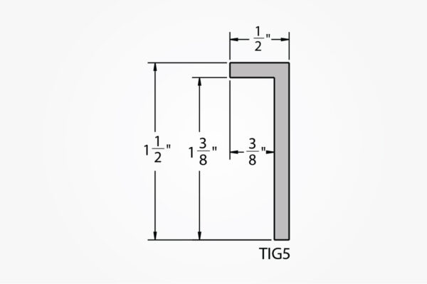 Welded Aluminum Picture Frame TIG5 Profile Drawing with Light Gray Background