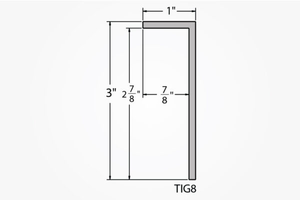 Welded Aluminum Picture Frame TIG8 Profile Drawing with Light Gray Background