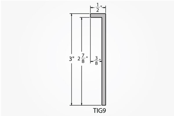 Welded Aluminum Picture Frame TIG9 Profile Drawing with Light Gray Background